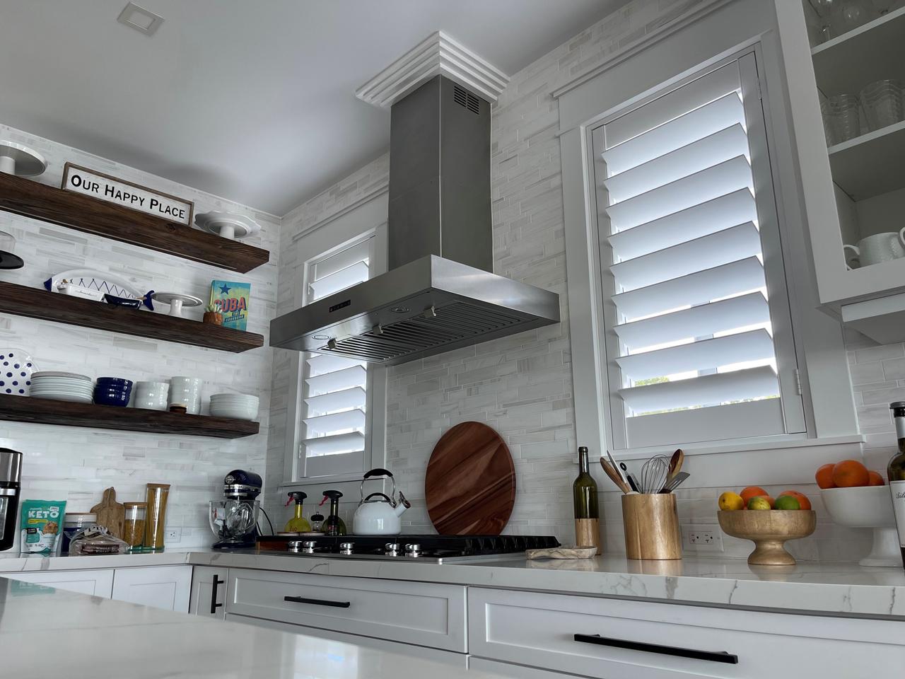 Kitchen with plantation shutters