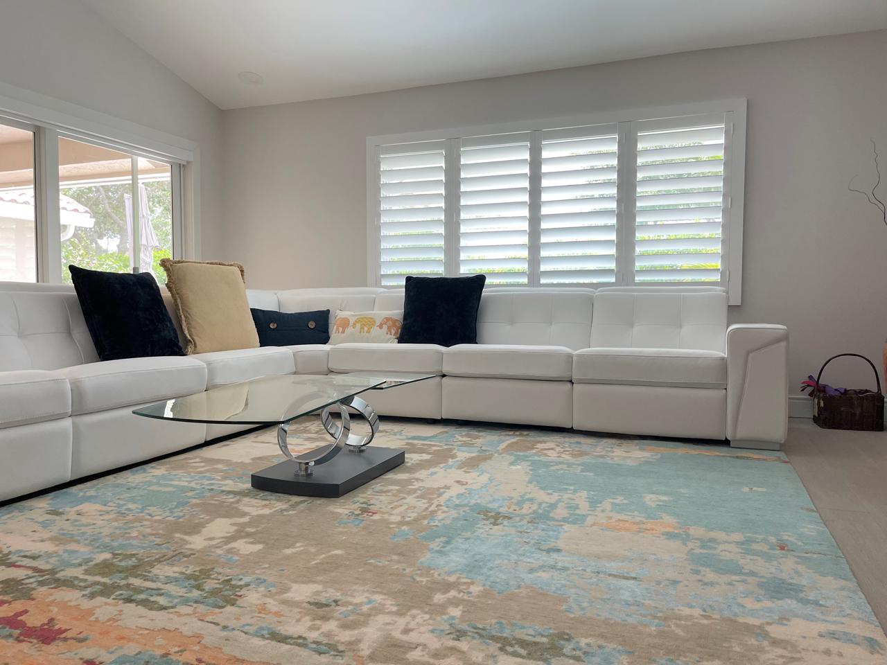 Contemporary living room with shutters