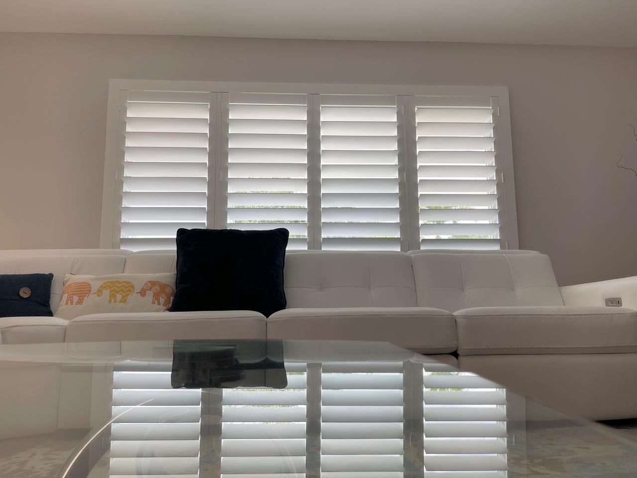 Living room with plantation shutters