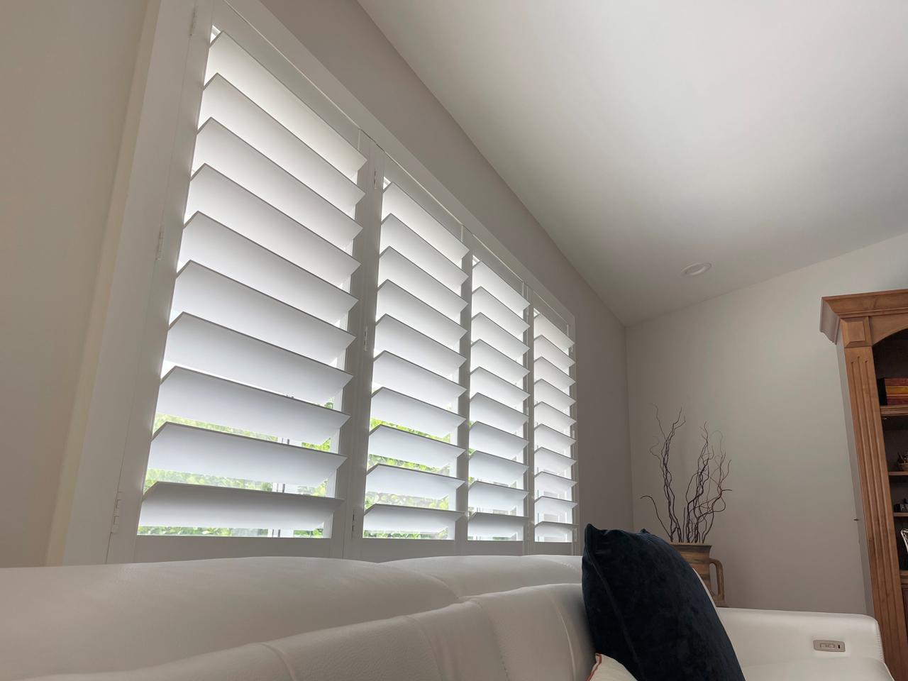 Shutters on a living room window