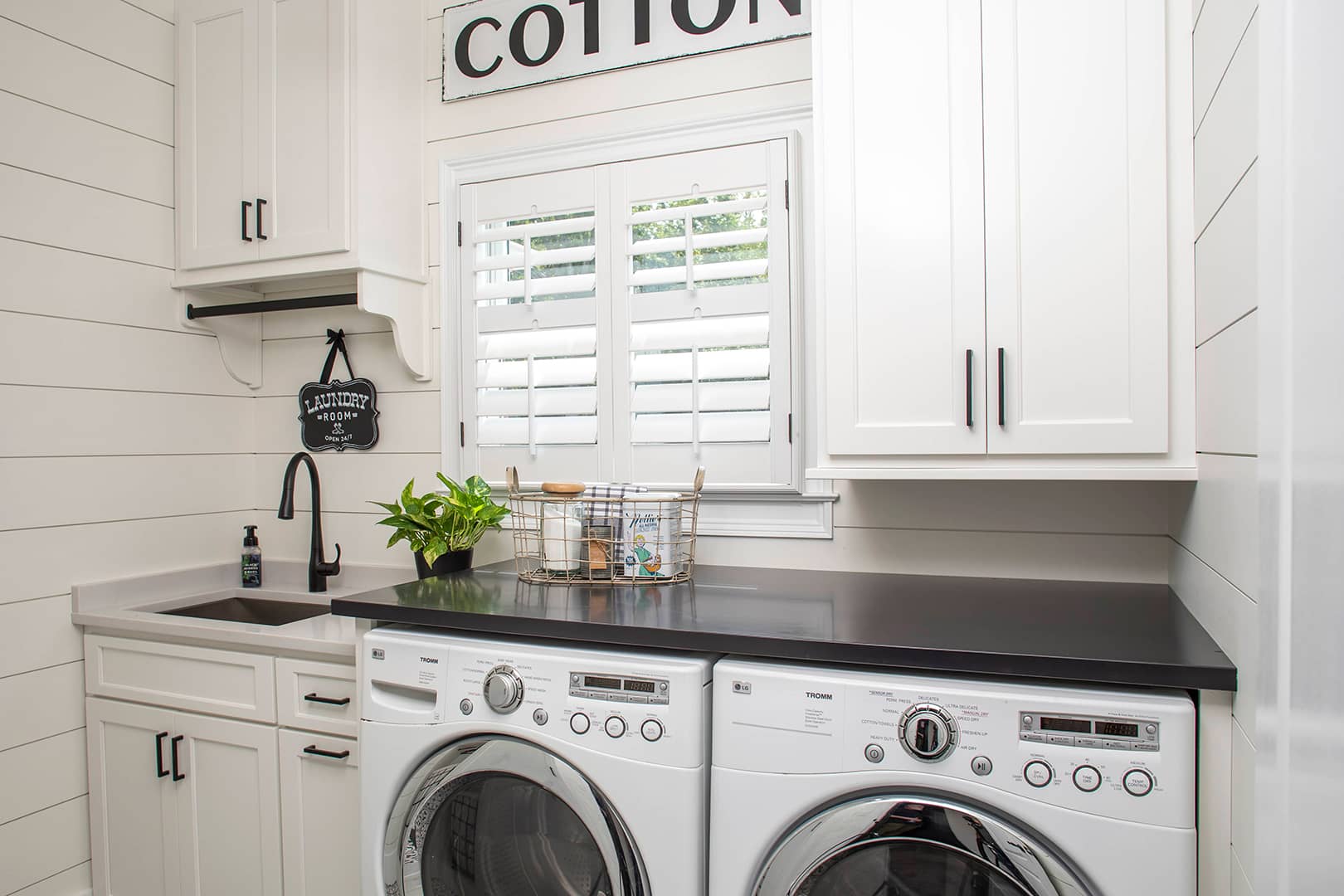 plantation shutters are perfect for humid areas like laundry rooms
