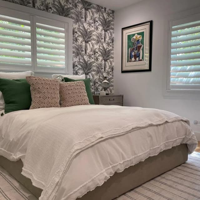 plantation shutters in a bedroom