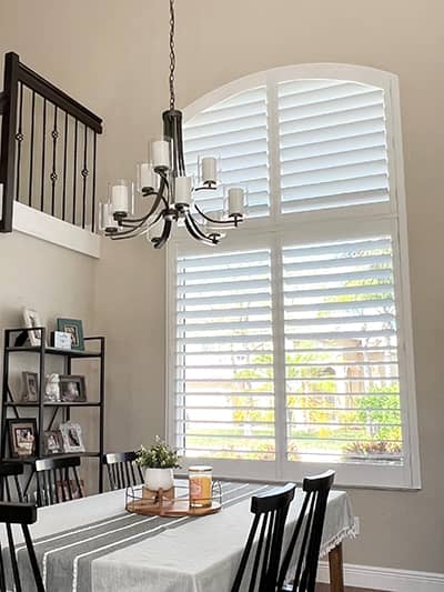 plantation shutters in a dining room