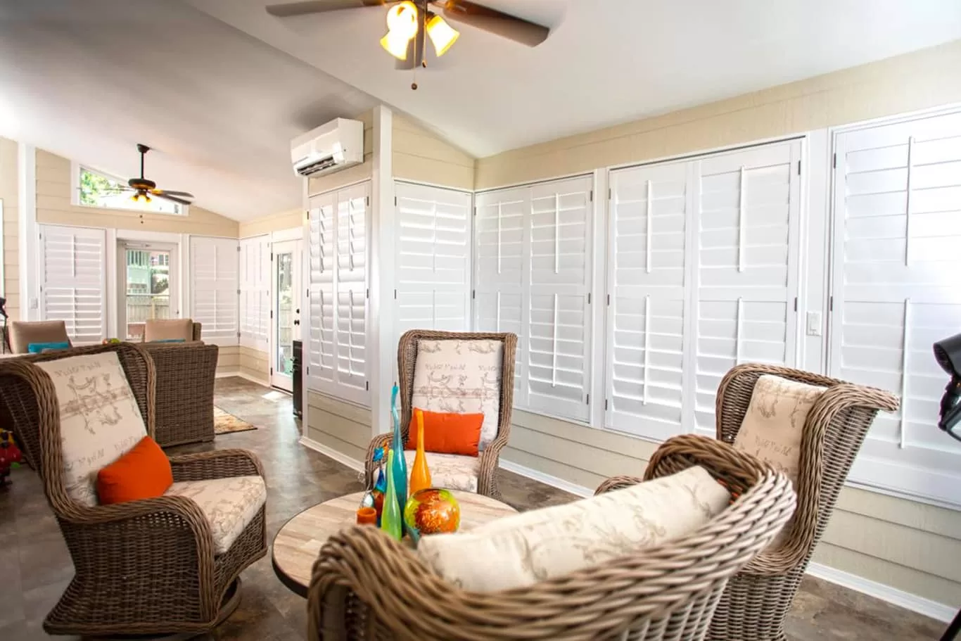 plantation shutters in a sitting room