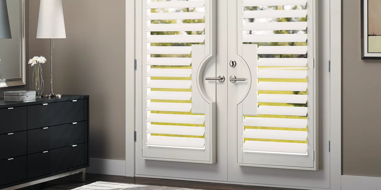 plantation shutters on French doors