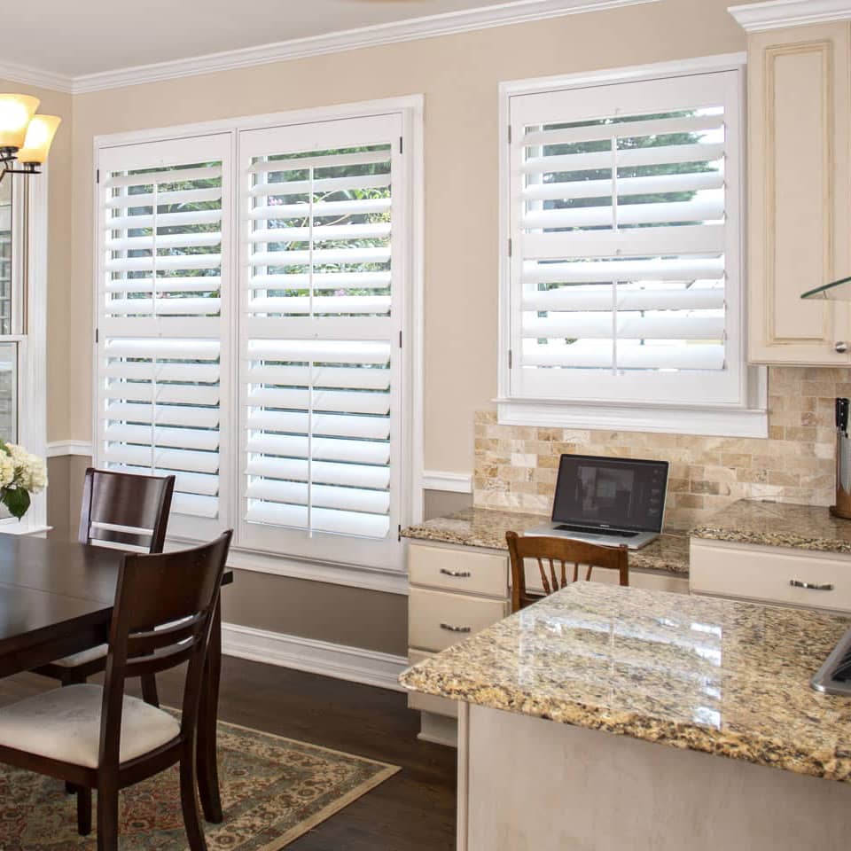 plantation shutters on kitchen windows
