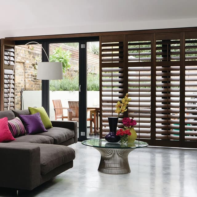 plantation shutters on sliding glass doors