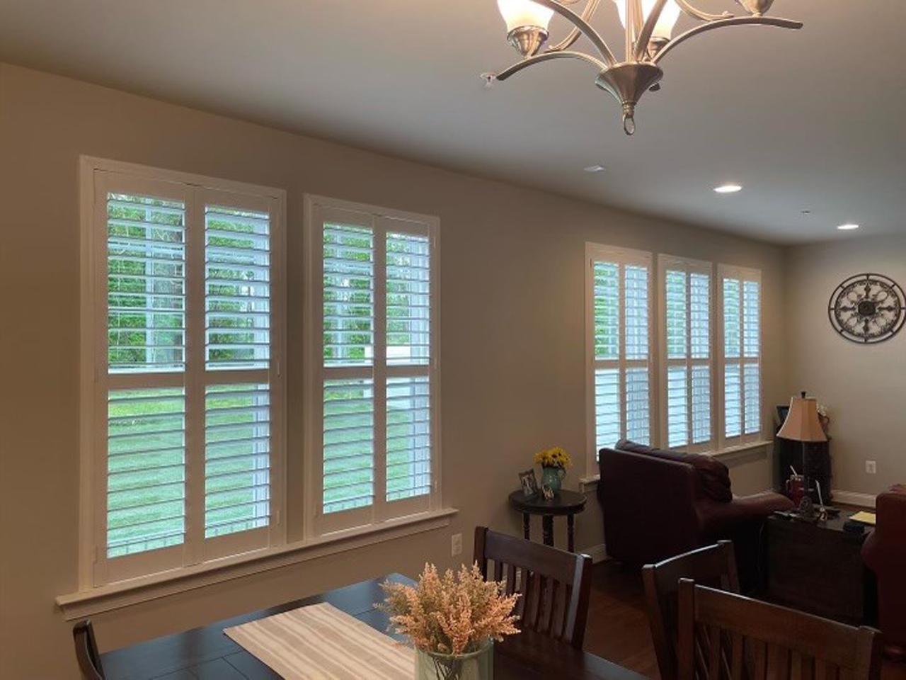 Classic shutters in dining and living room