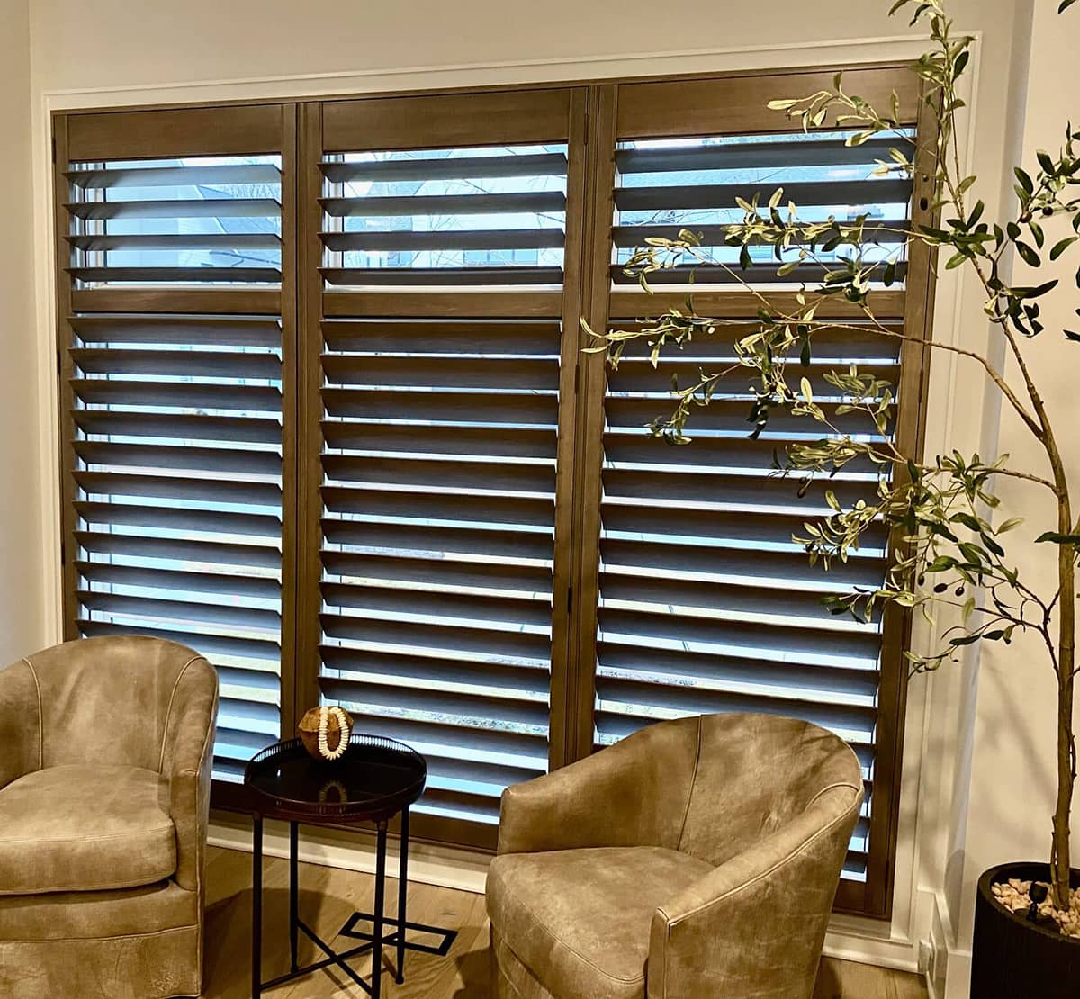stained plantation shutters